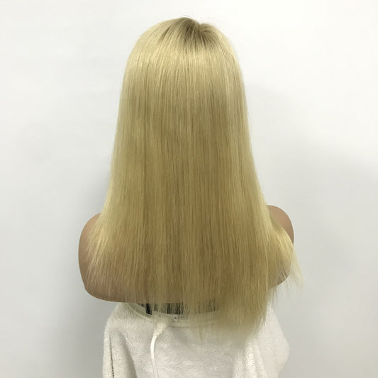 HIGH QUALITY GOLD HUMAN RAW HAIR  7‘’*9''MONO WITH PU TOPPER