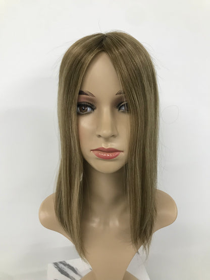 14" FULL MONO CLIP JEWISH YOUNG LADY REALITY RAW HAIR MONO TOPPER