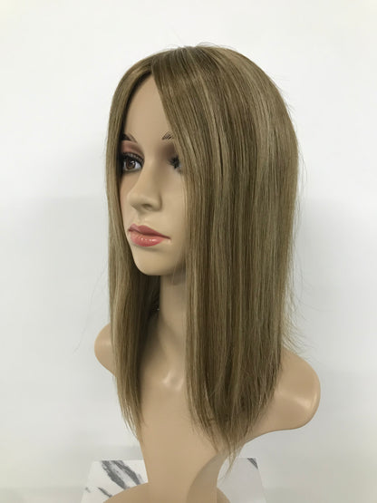 14" FULL MONO CLIP JEWISH YOUNG LADY REALITY RAW HAIR MONO TOPPER
