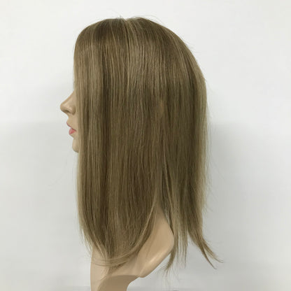 14" FULL MONO CLIP JEWISH YOUNG LADY REALITY RAW HAIR MONO TOPPER