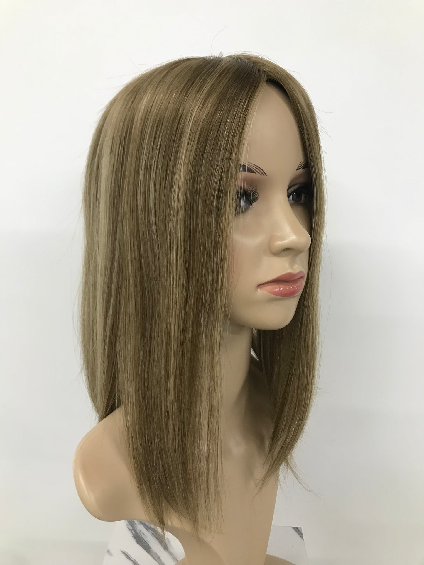 14" FULL MONO CLIP JEWISH YOUNG LADY REALITY RAW HAIR MONO TOPPER