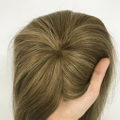 14" FULL MONO CLIP JEWISH YOUNG LADY REALITY RAW HAIR MONO TOPPER