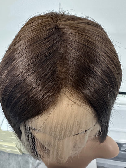 CAFE  16''LONG HAIR HUMAN HAIR KOSHER YOUNG GIRL 3“*4.5”MONO TOP WITH LACE FRONT WIG