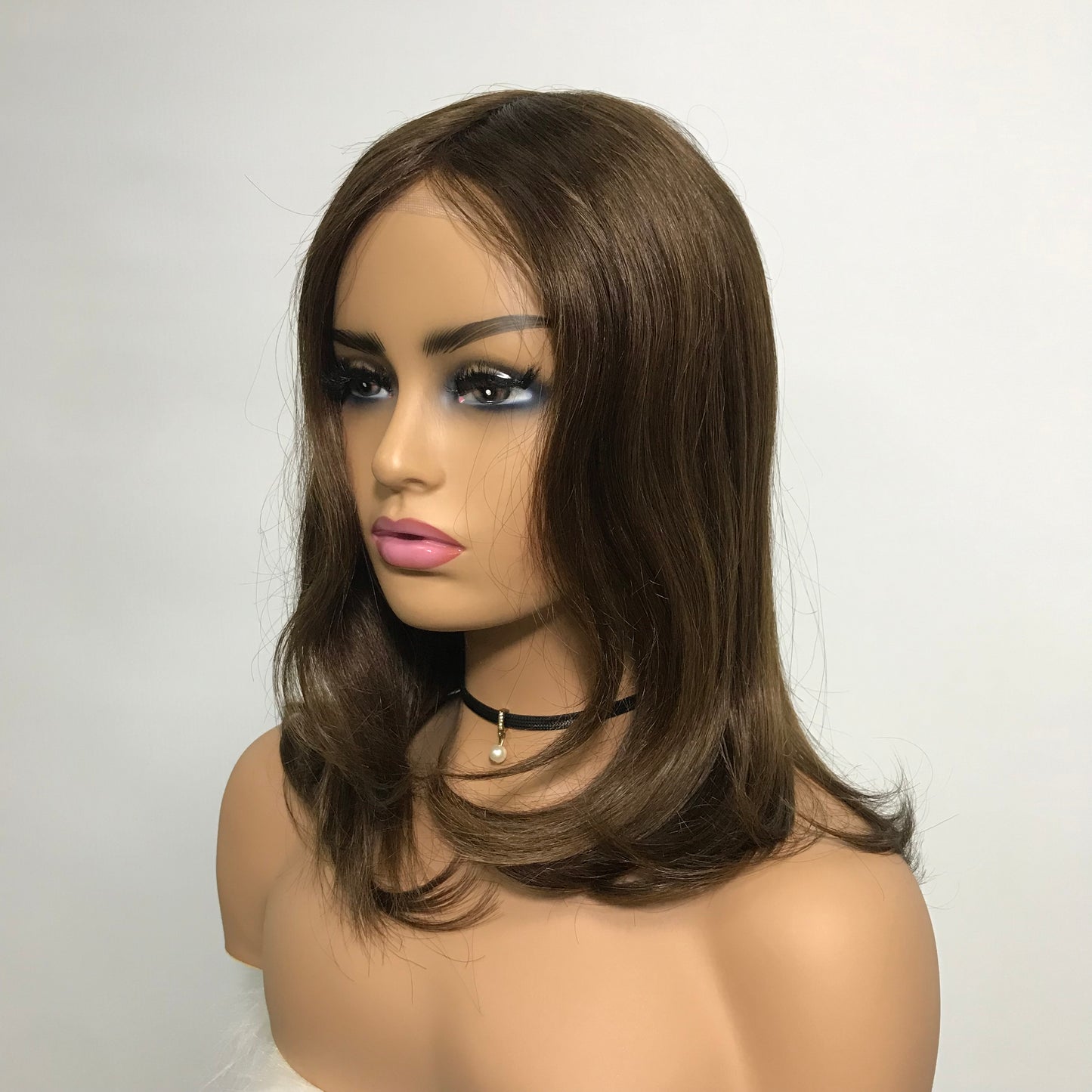 5X5 MONO LACE FRONT 14“CAFE RAW HUMAN HAIR HIGH QUALITY YOUNG LADY WIG