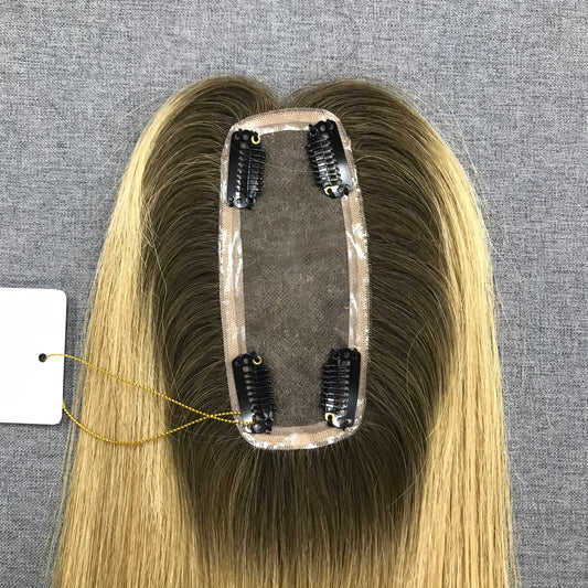 10''JEWISH YOUNG WOMEN 2*5 FULL MONO TOP+PU RAW HAIR MEDICAL TOPPER