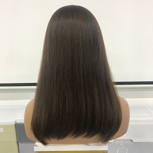 WOMEN'S EUROPEAN 18'' RAW HAIR JEWISH MACHINE MADE BAND FALL HIGH DOUBLE DRAWN WIG