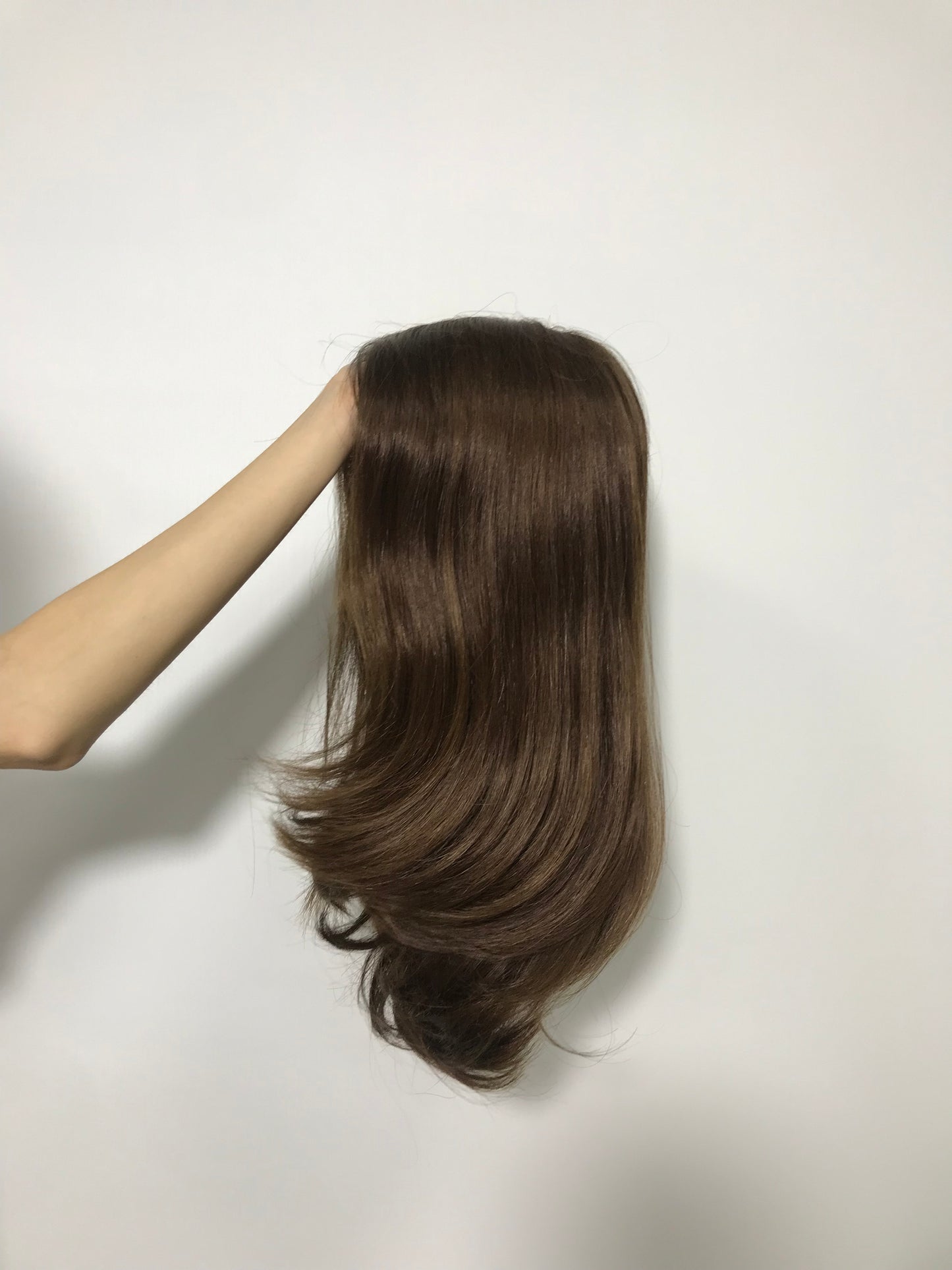 5X5 MONO LACE FRONT 14“CAFE RAW HUMAN HAIR HIGH QUALITY YOUNG LADY WIG