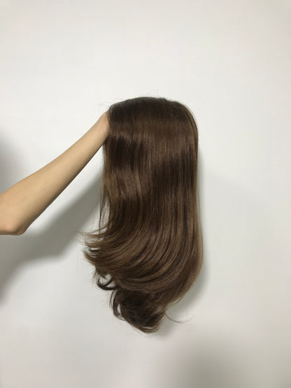 5X5 MONO LACE FRONT 14“CAFE RAW HUMAN HAIR HIGH QUALITY YOUNG LADY WIG