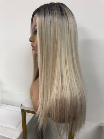 Lace Front Synthetic Wigs - Long Straight Monofilament Crown Wigs for Women