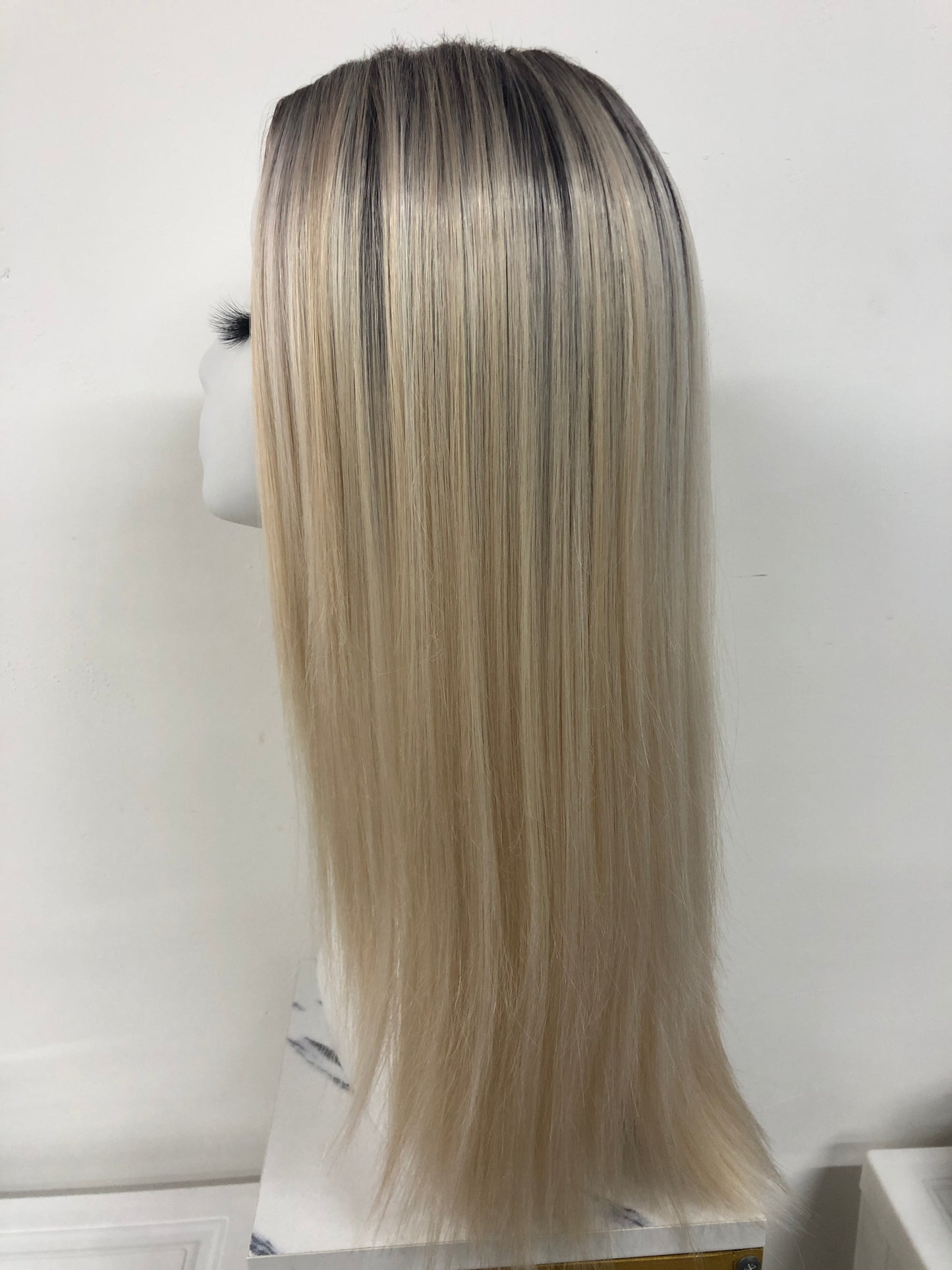 Lace Front Synthetic Wigs - Long Straight Monofilament Crown Wigs for Women