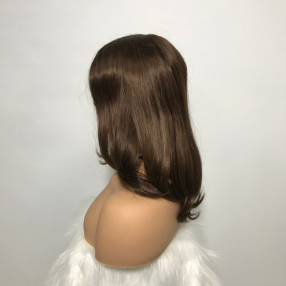 5X5 MONO LACE FRONT 14“CAFE RAW HUMAN HAIR HIGH QUALITY YOUNG LADY WIG