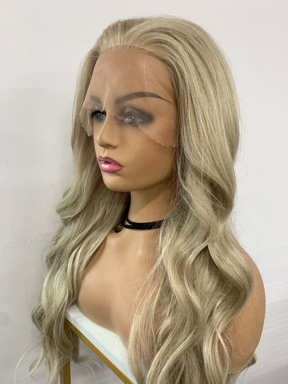 SKIRUEDAWIGS Long Curly Wavy Wig | Seamless Lace Front & Weft Back | Heat-Friendly Synthetic