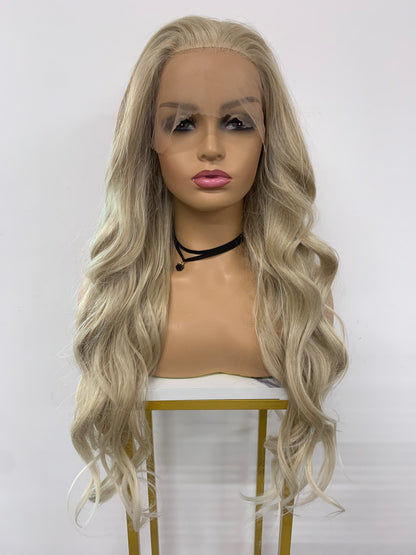 SKIRUEDAWIGS Long Curly Wavy Wig | Seamless Lace Front & Weft Back | Heat-Friendly Synthetic