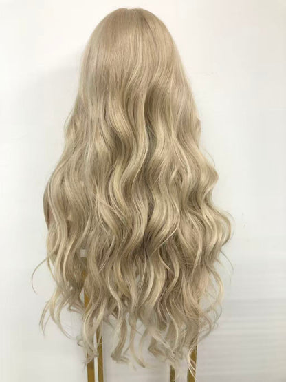 SKIRUEDAWIGS Long Curly Wavy Wig | Seamless Lace Front & Weft Back | Heat-Friendly Synthetic