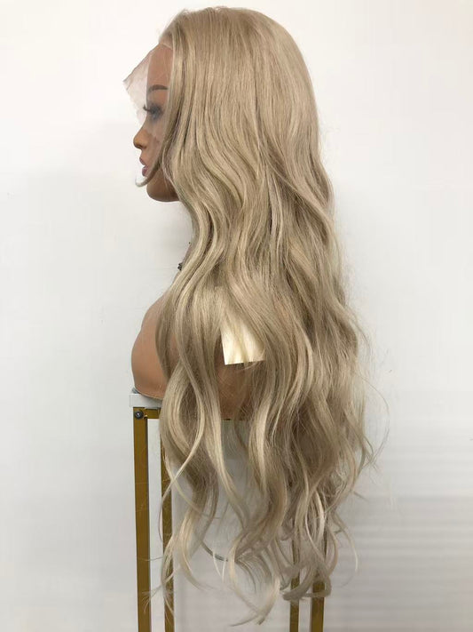 SKIRUEDAWIGS Long Curly Wavy Wig | Seamless Lace Front & Weft Back | Heat-Friendly Synthetic