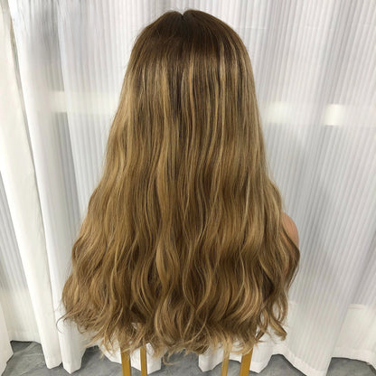 18'' FREE PART WAVEY RAW HAIR LACE TOP WITH SILK CLOTH JEWISH YOUNG WOMEN WIG
