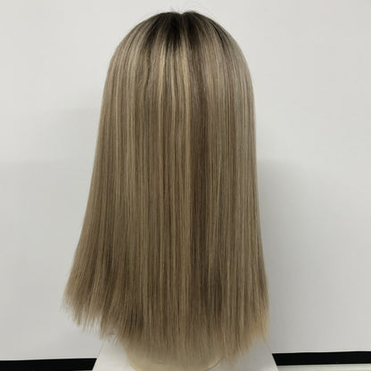 BLACK ROOT SINGLE COLOR RAW HAIR KOSHER LADY LACE 16'' WIG