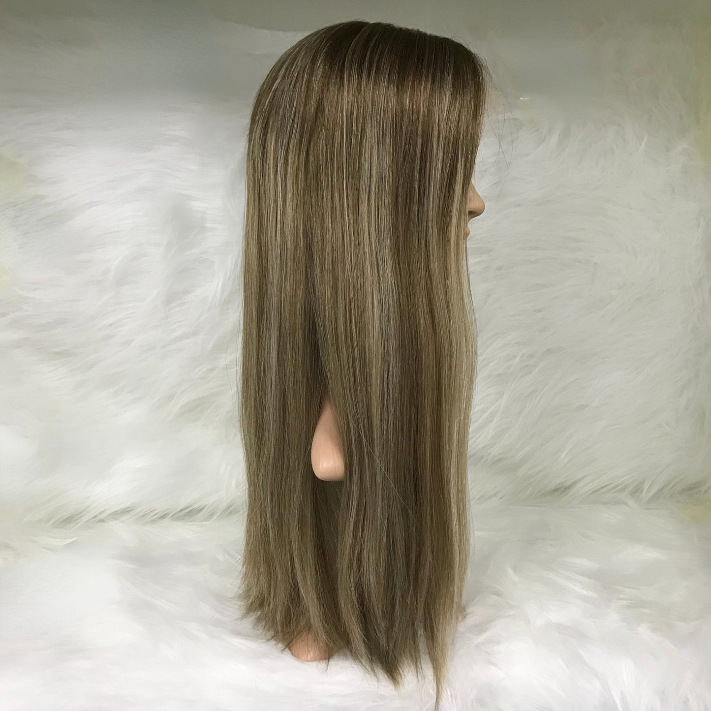 22''KOSHER WOMEN REALITY NATURAL LOOKING LACE TOP WITH LACE FRONT WIG