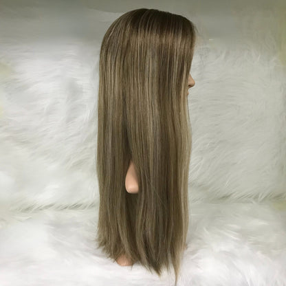 22''KOSHER WOMEN REALITY NATURAL LOOKING LACE TOP WITH LACE FRONT WIG