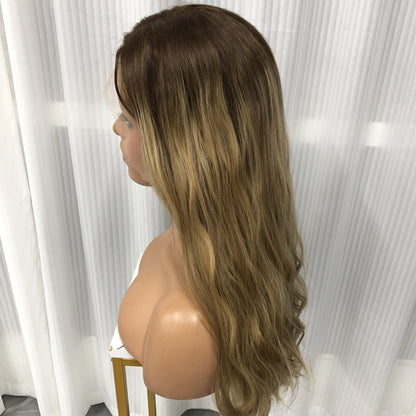 18'' FREE PART WAVEY RAW HAIR LACE TOP WITH SILK CLOTH JEWISH YOUNG WOMEN WIG