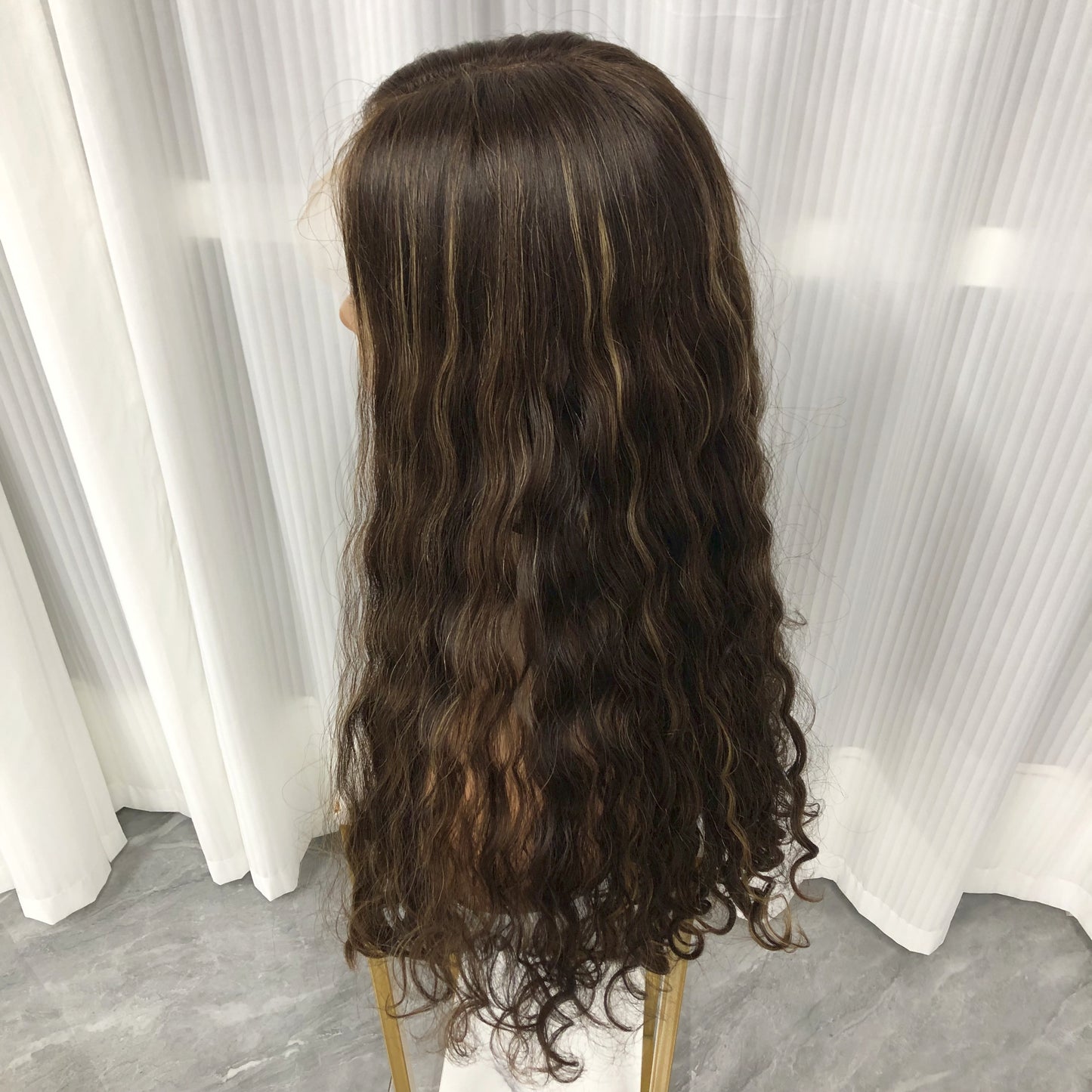 JEWISH WOMEN CURLY SWISS LACE FRONT WIG