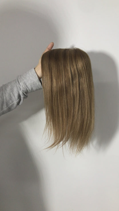 HIGH QUALITY 14"KOSHER YOUNG LADY REAL HAIR NATURAL FULL TOP MONO TOPPER