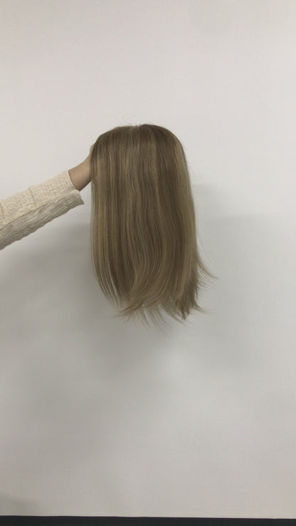 14" FULL MONO CLIP JEWISH YOUNG LADY REALITY RAW HAIR MONO TOPPER