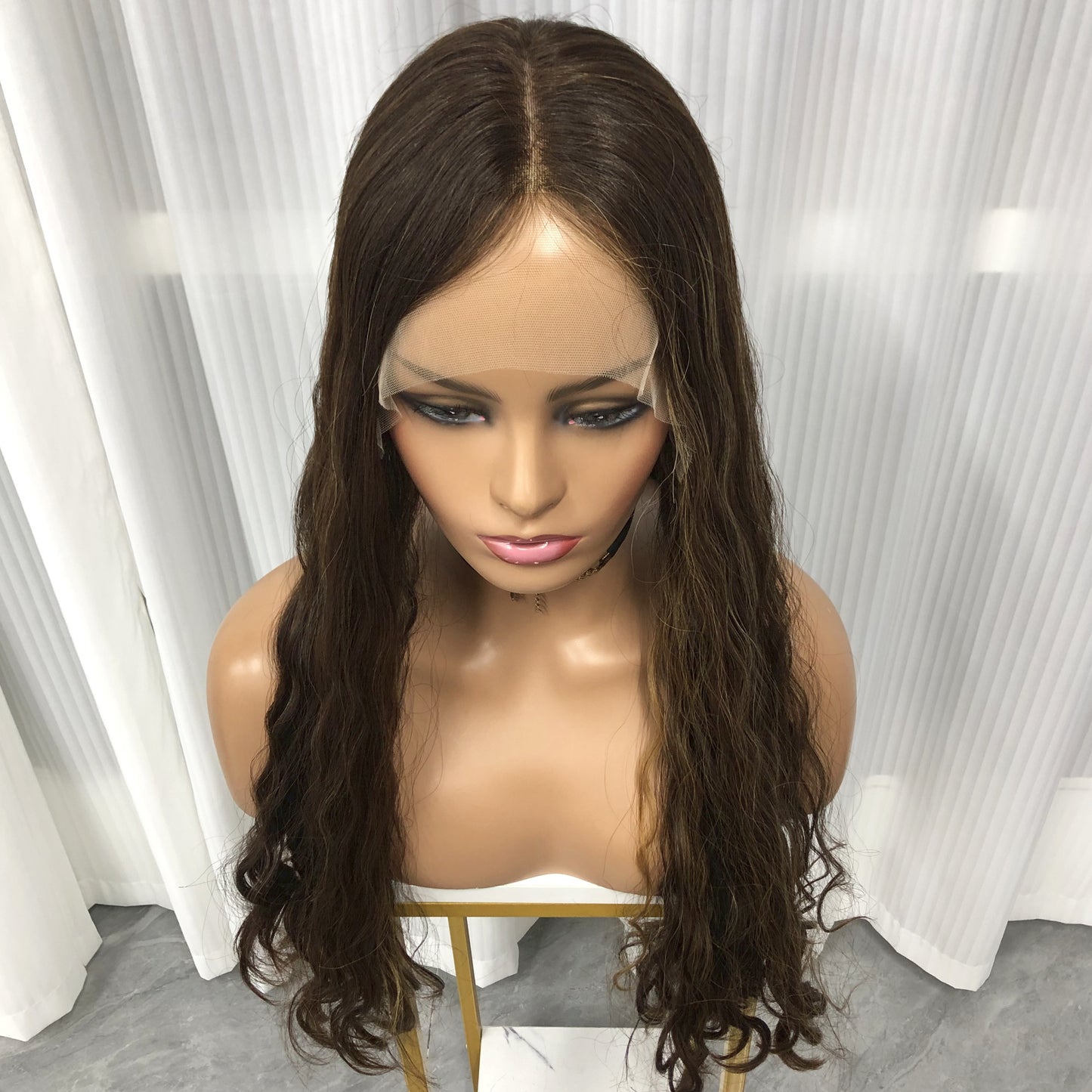JEWISH WOMEN CURLY SWISS LACE FRONT WIG