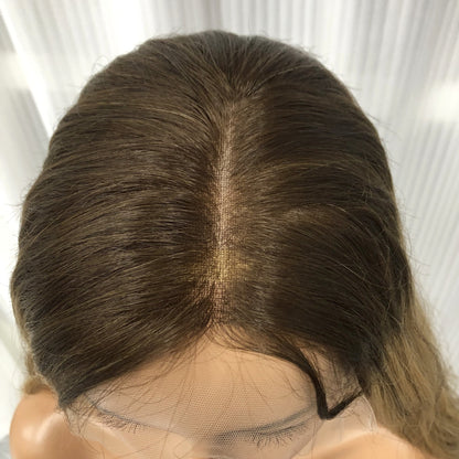 18'' FREE PART WAVEY RAW HAIR LACE TOP WITH SILK CLOTH JEWISH YOUNG WOMEN WIG