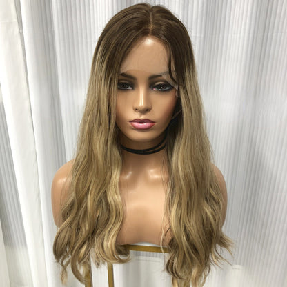 18'' FREE PART WAVEY RAW HAIR LACE TOP WITH SILK CLOTH JEWISH YOUNG WOMEN WIG