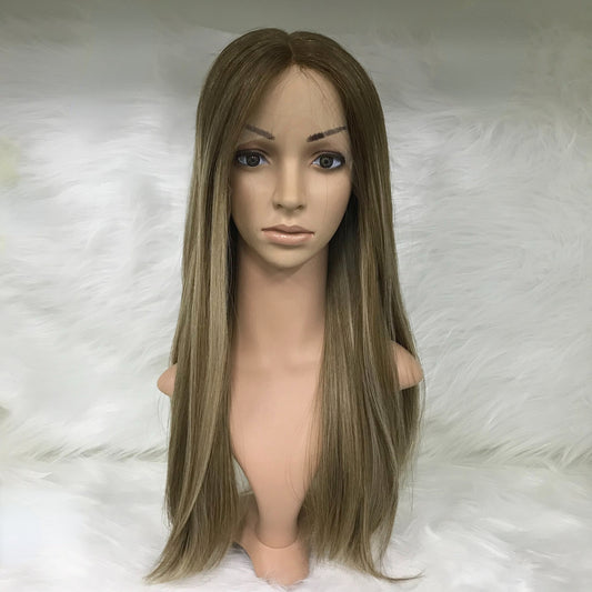 22''KOSHER WOMEN REALITY NATURAL LOOKING LACE TOP WITH LACE FRONT WIG