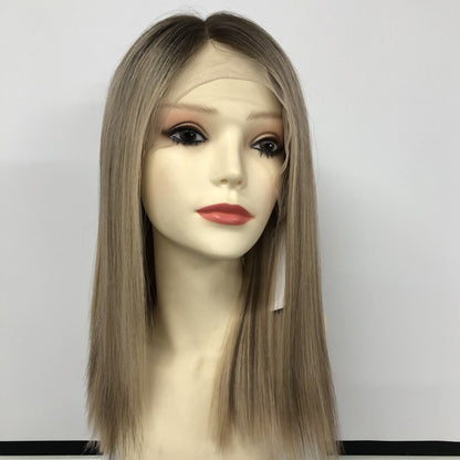 BLACK ROOT SINGLE COLOR RAW HAIR KOSHER LADY LACE 16'' WIG